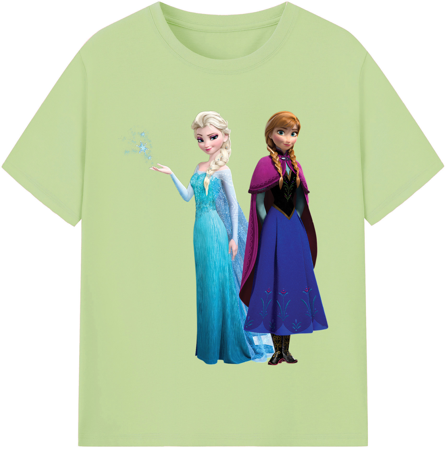 （画像用） アナと雪の女王 アンナ エルサ Frozen Anna Elsa 綿100％半袖Tシャツ（フロントプリント）